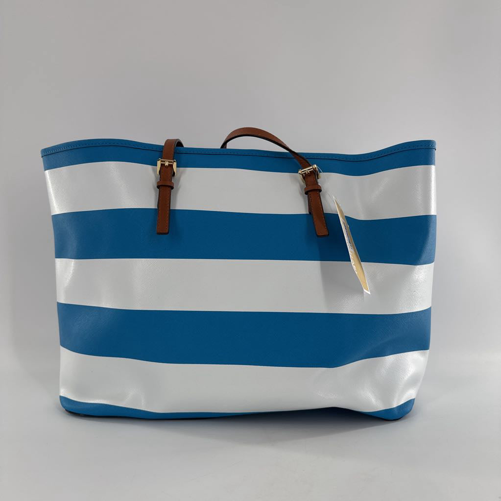 leather striped tote