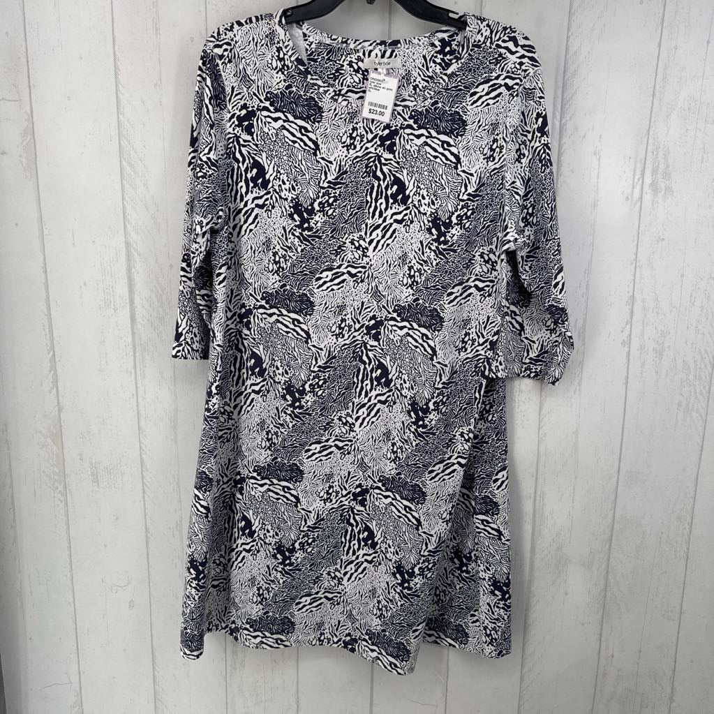 XL elbow slv print dress
