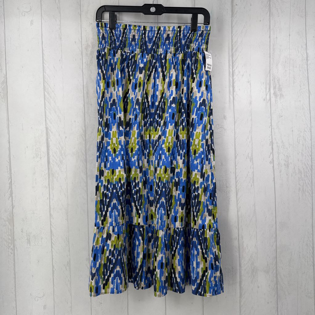 M smocked waist printed maxi skirt
