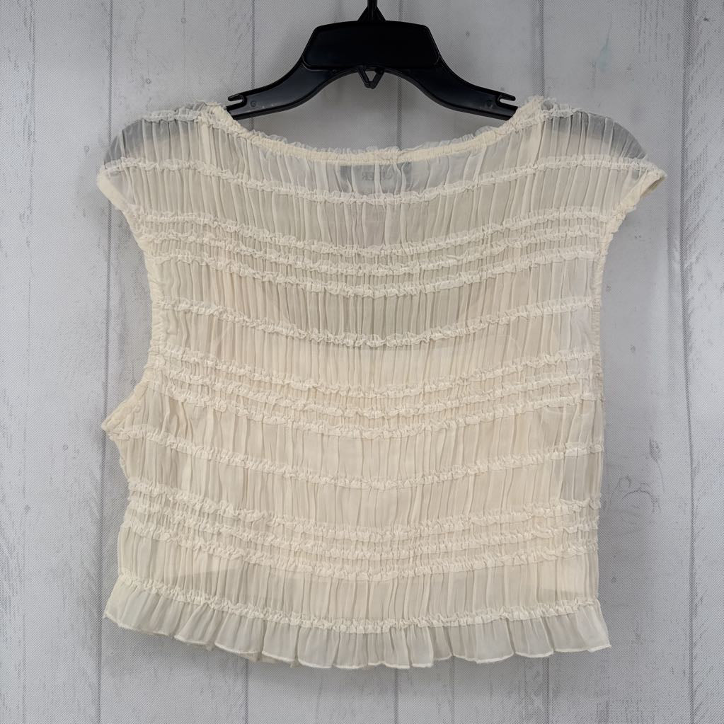 XL 2Pc smocked semi sheer tank