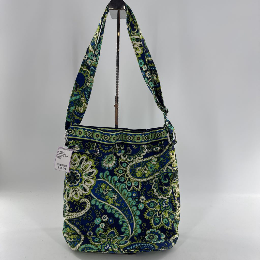 drawstring floral quilted bucket crossbody