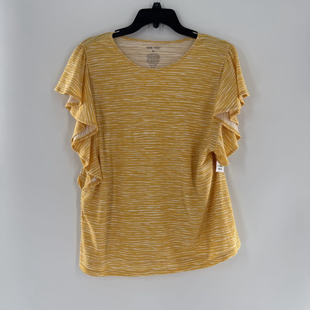 R30 XL striped flutter slv top