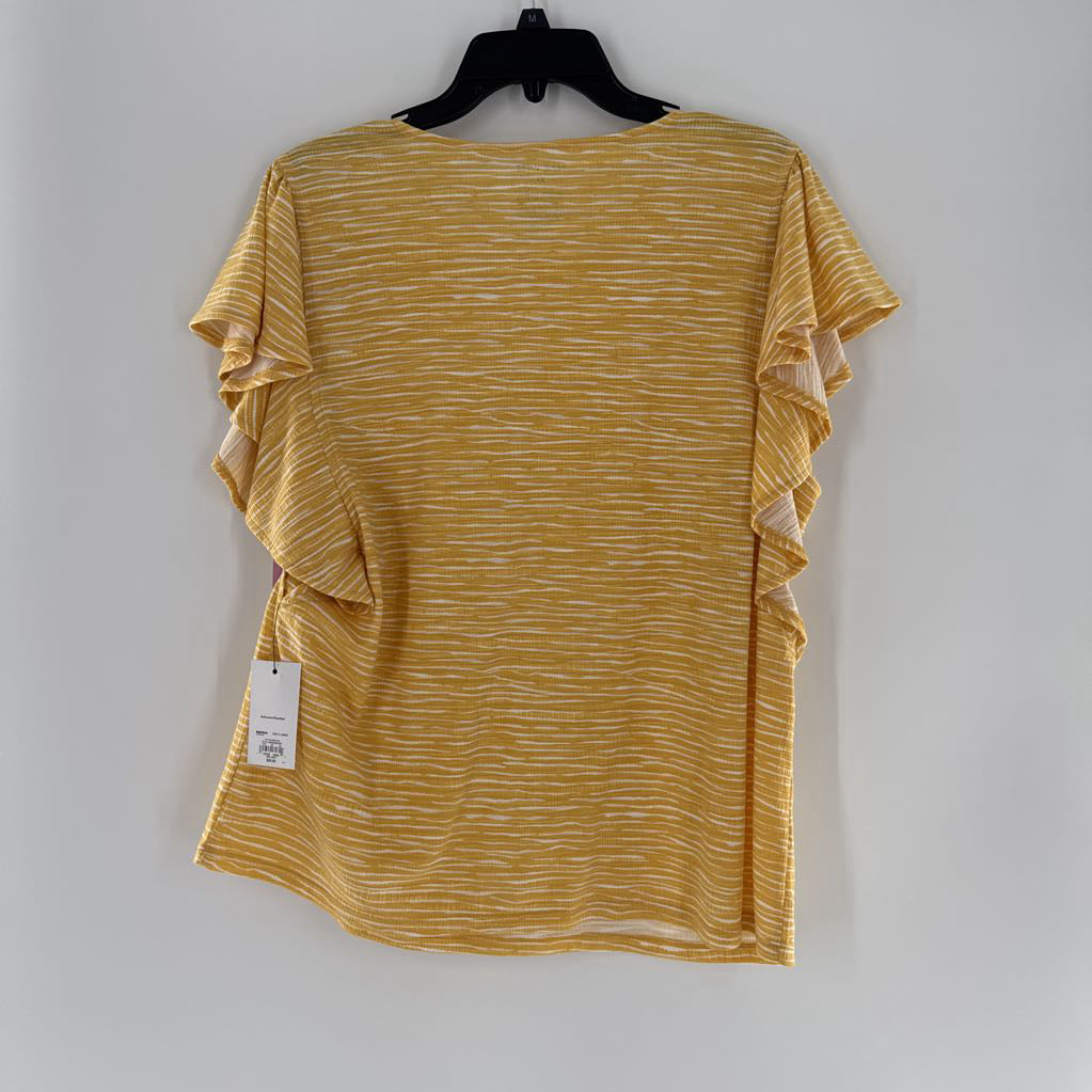 R30 XL striped flutter slv top