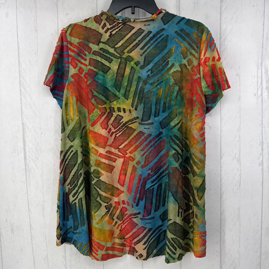 L s/s velvet burn out emellish neck