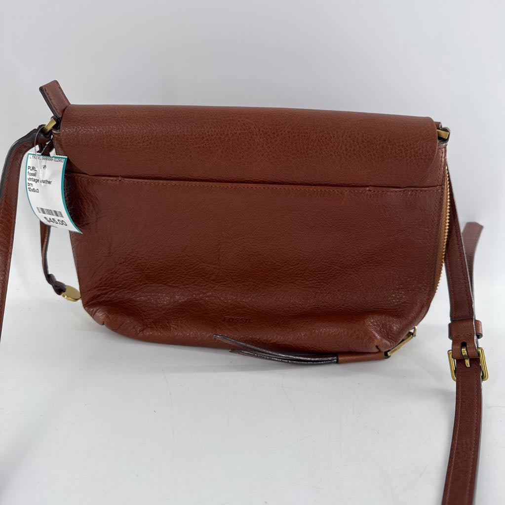 vintage leather front flap crossbody