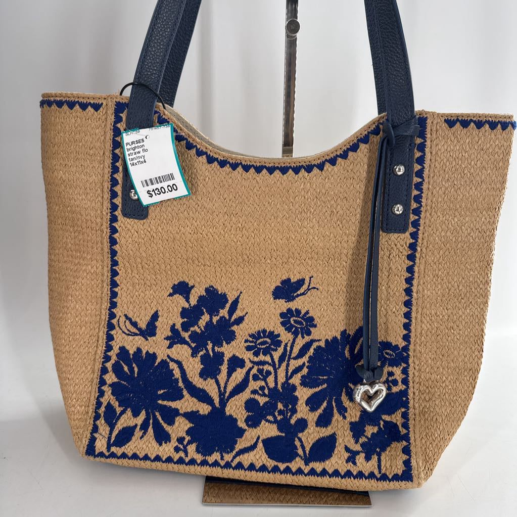 straw flo embroidered purse