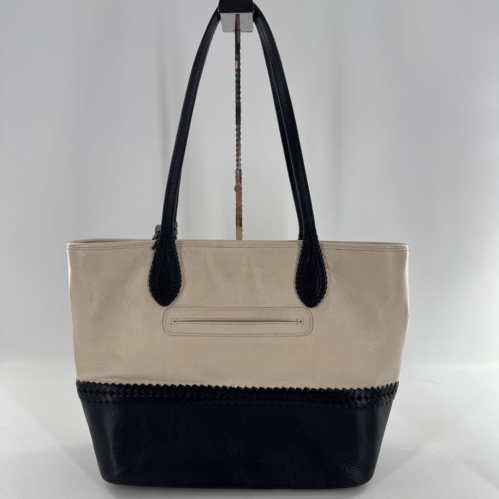 colorblock leather satchel