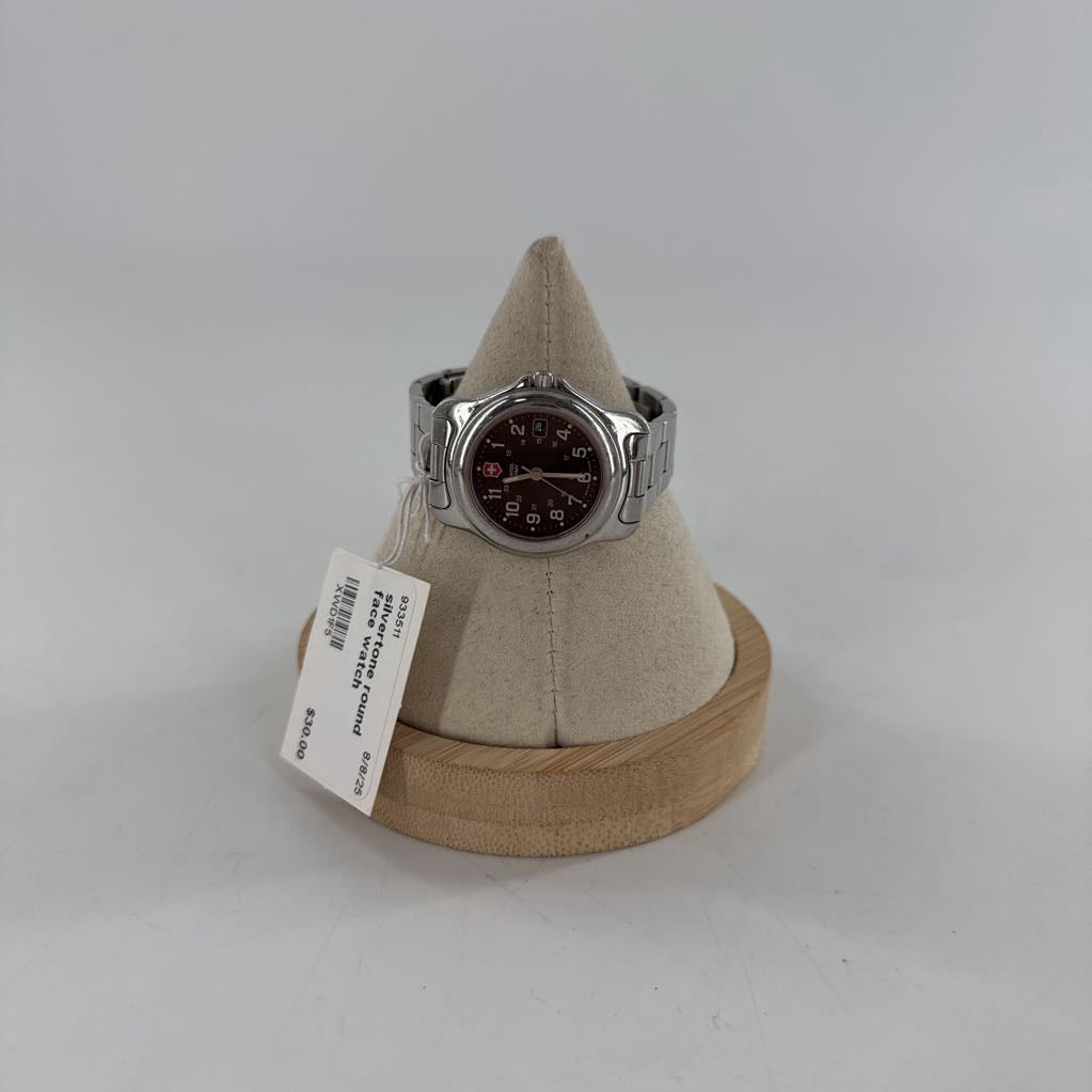 silvertone round face watch