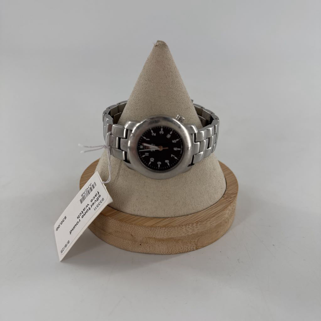 silvertone round face watch