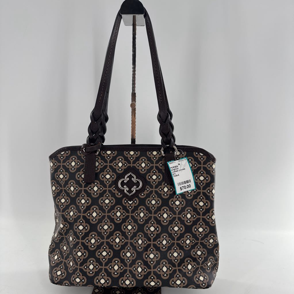 coated canvas printed handbag
