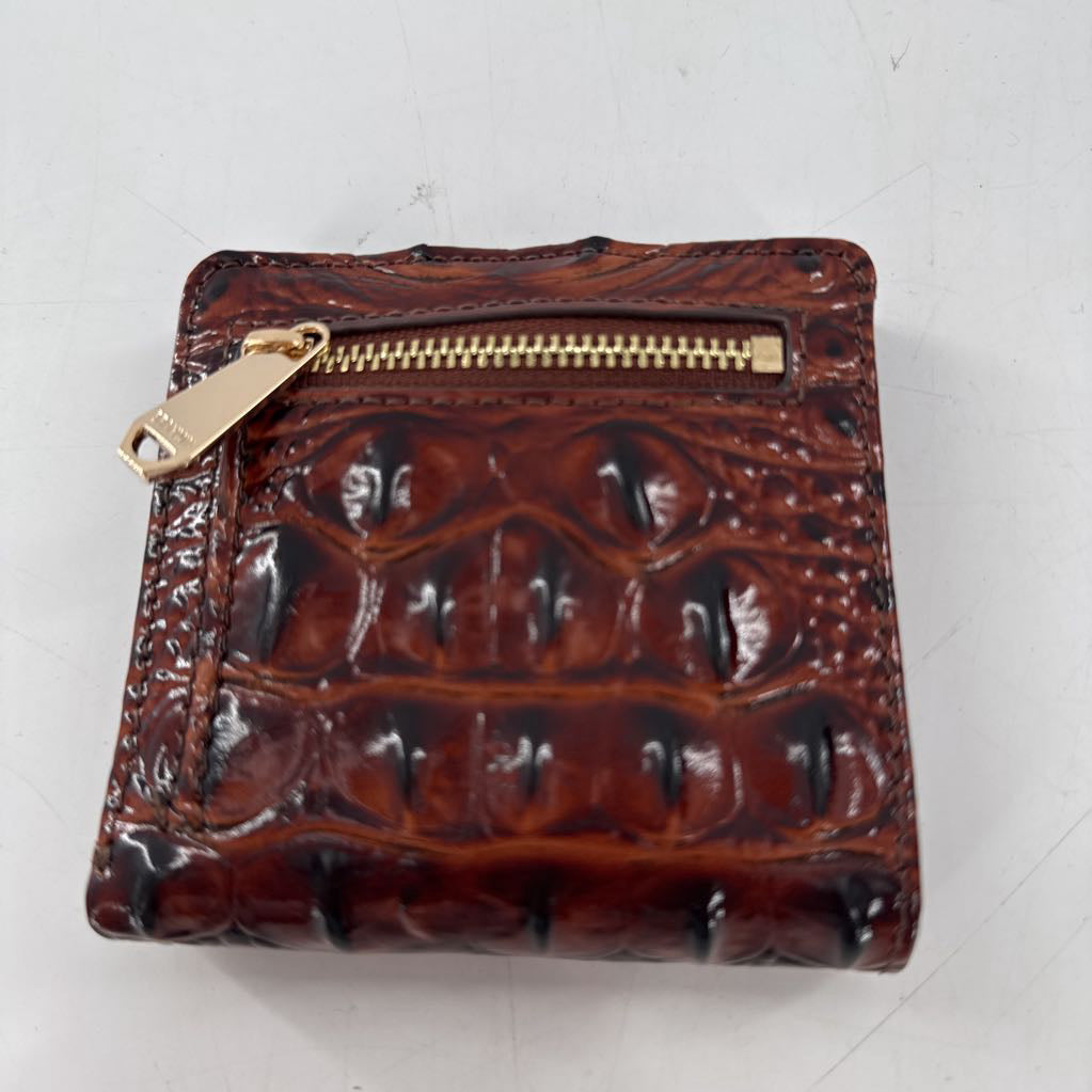 pecan leather bifold wallet