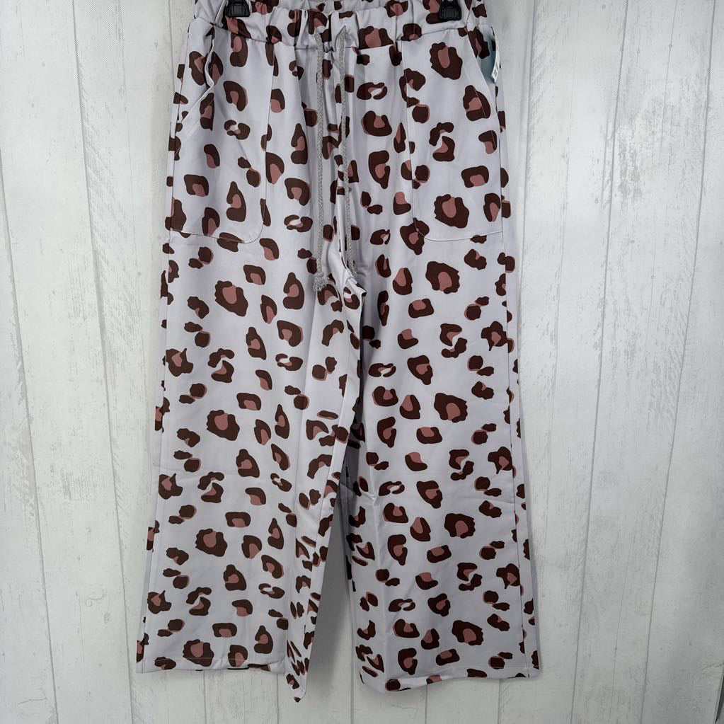 L animal print wide leg pant