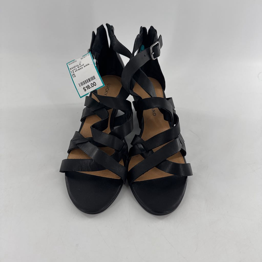 7.5 strappy ankle zip wedge heel sandal