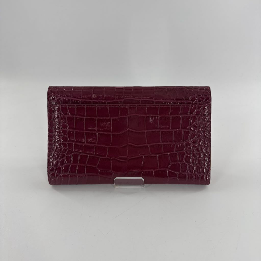 croc embossed tri-fold wallet/clutch