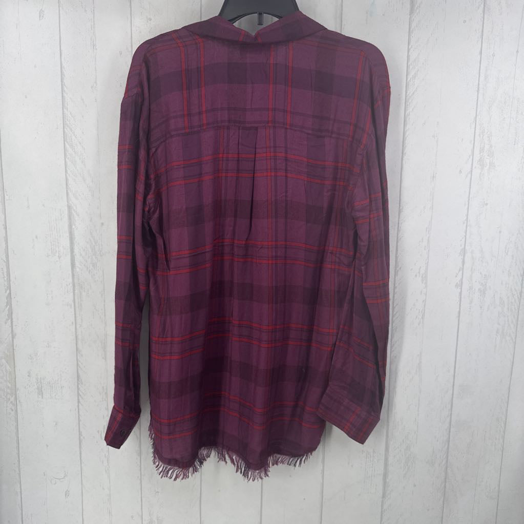 L plaid button down l/s top