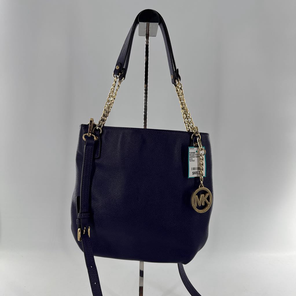 pebbled leather double chain strap handbag