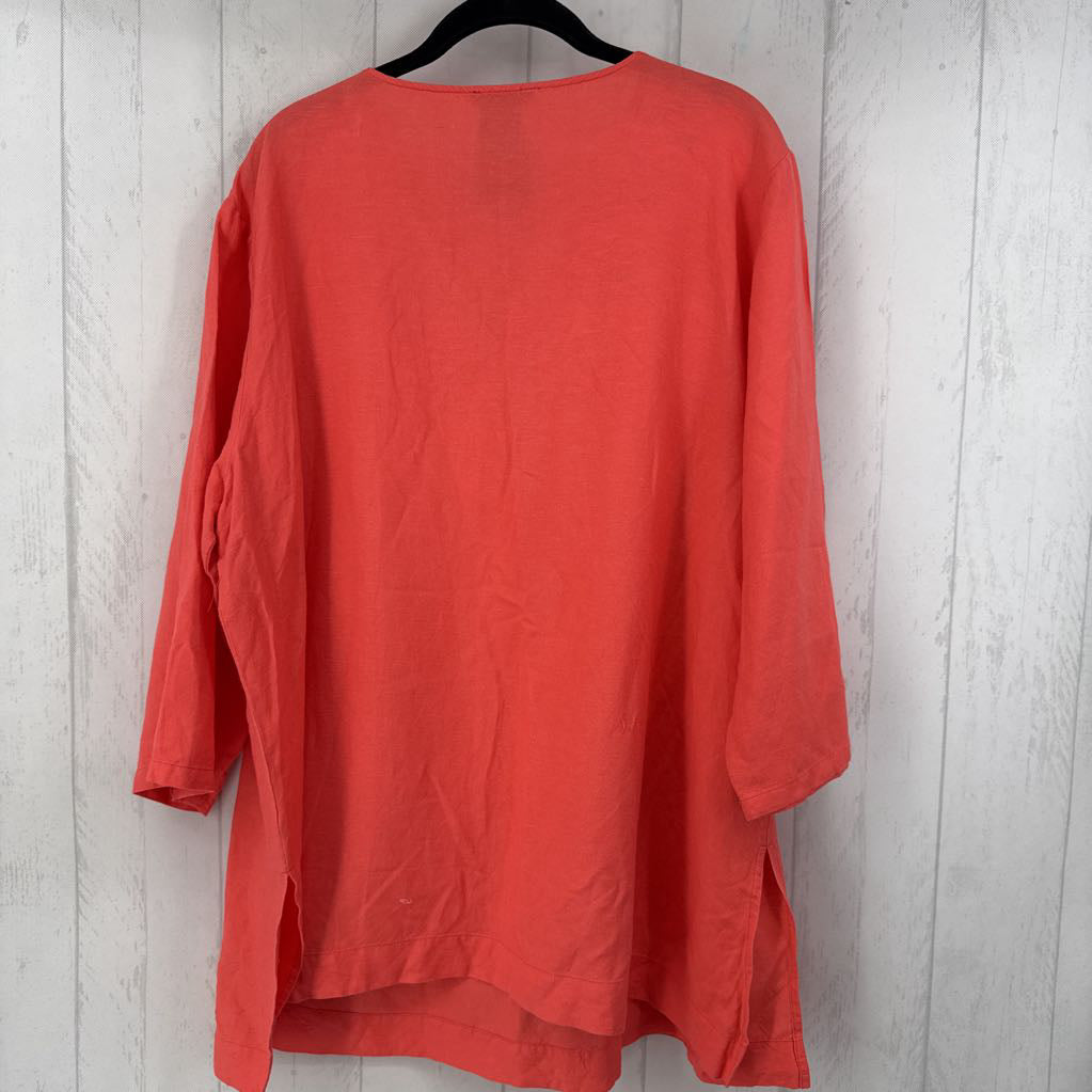 XXL crochet v-neck 3/4 slv tunic