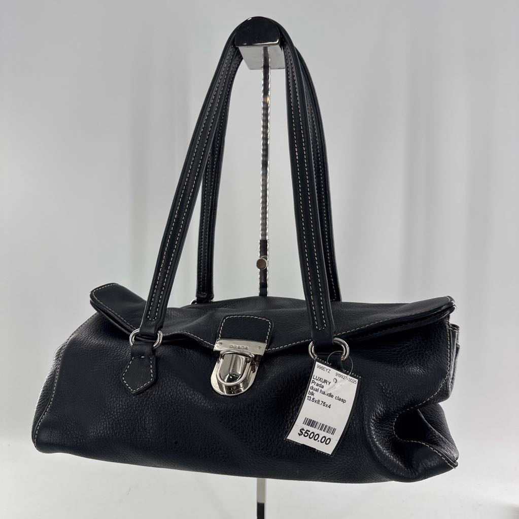 dual handle clasp barrel bag