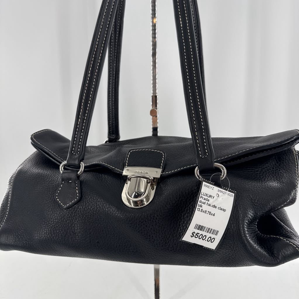 dual handle clasp barrel bag