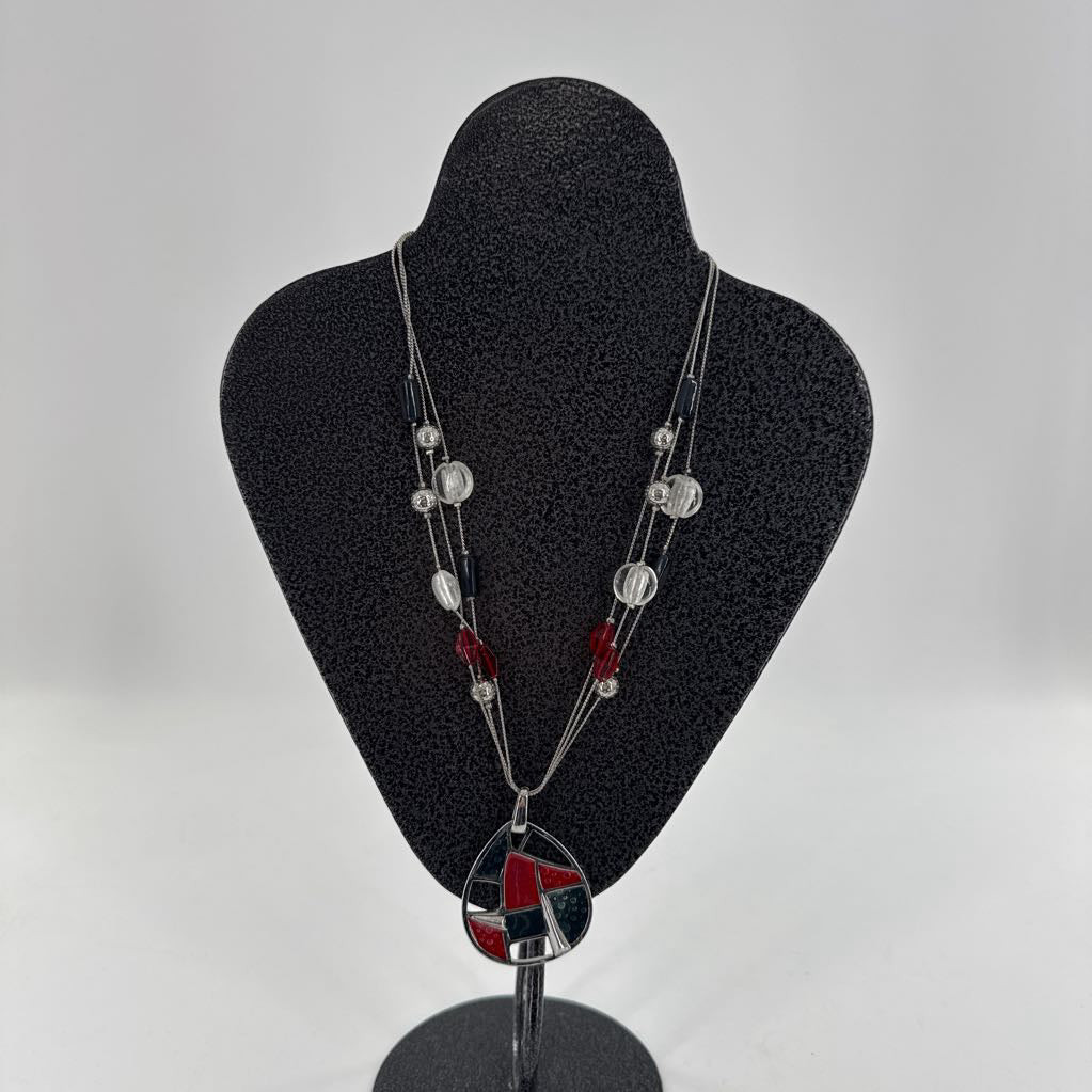 11" vintage stained glass mosaic necklace