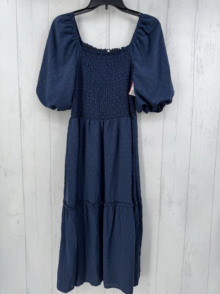 M puffy s/s smocked textured maxi dress