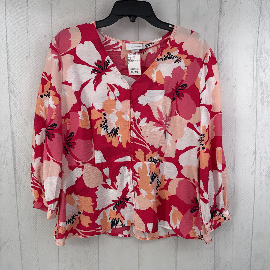 R44 M 3/4 slv floral button top