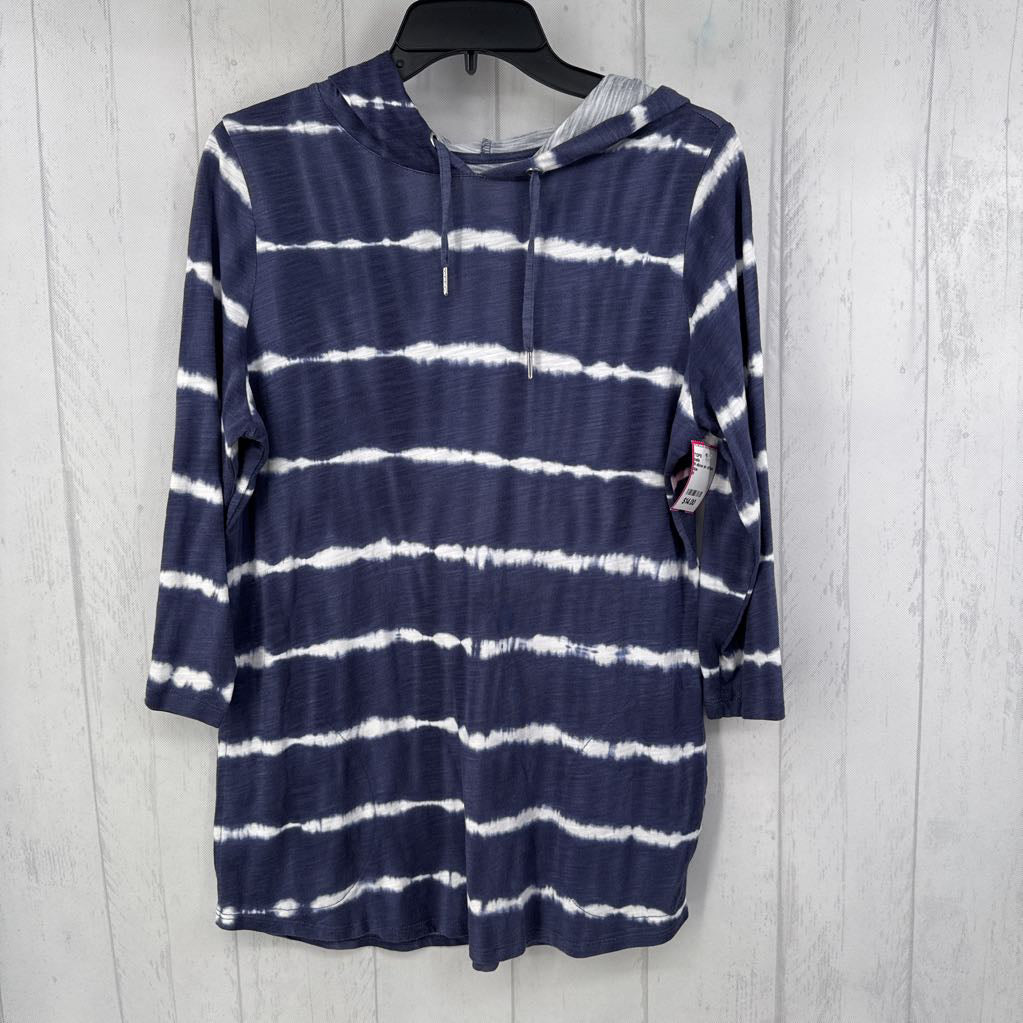 M elbow slv stripe top w/ hood