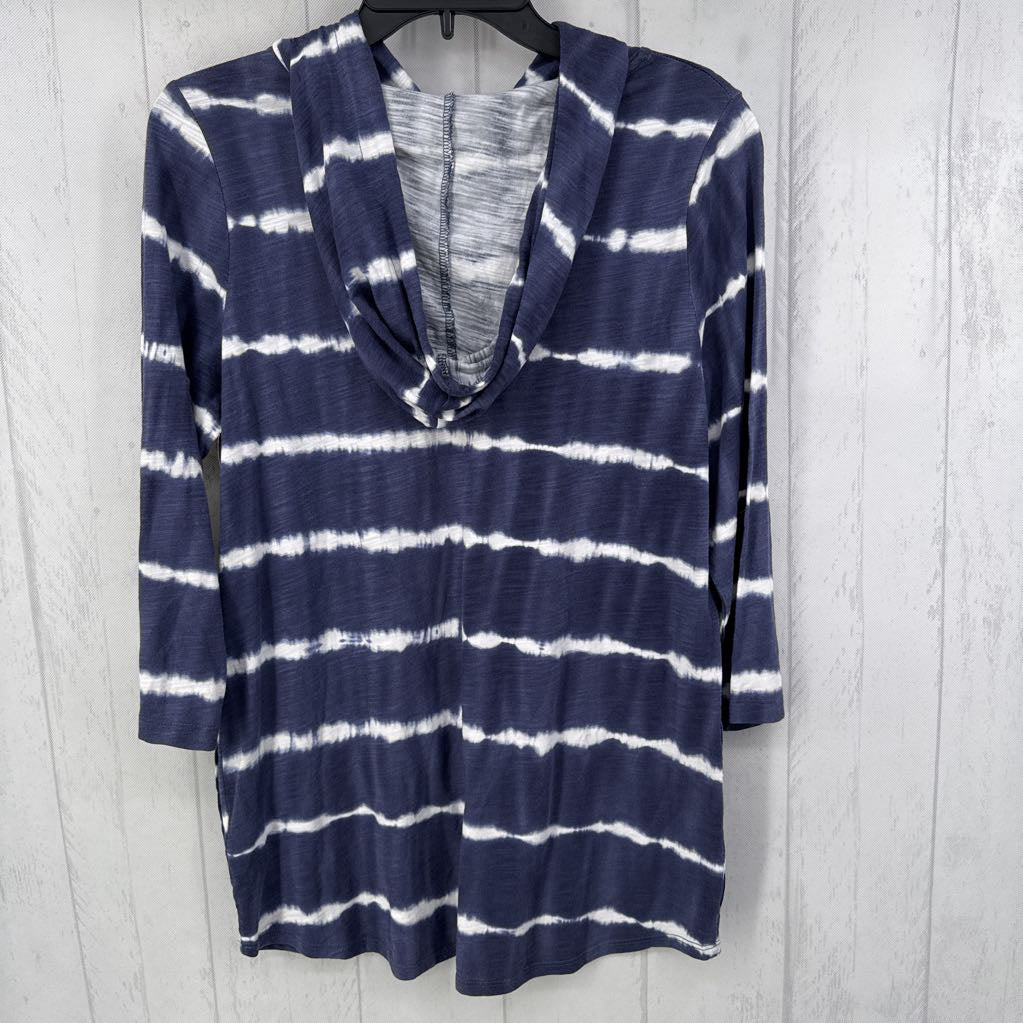 M elbow slv stripe top w/ hood