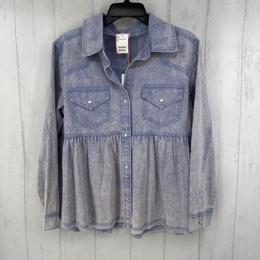 M l/s snap denim peplum shirt