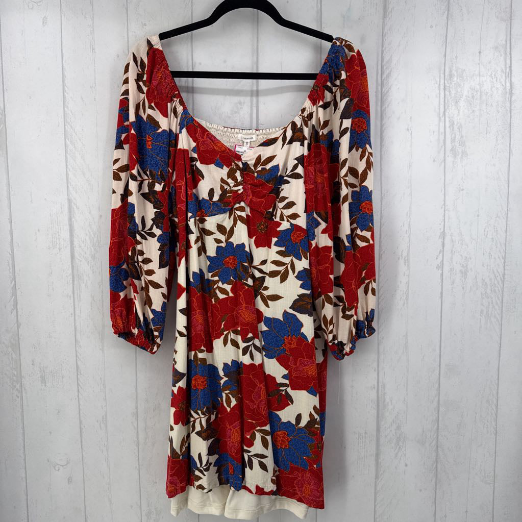 OX flo print l/s dress