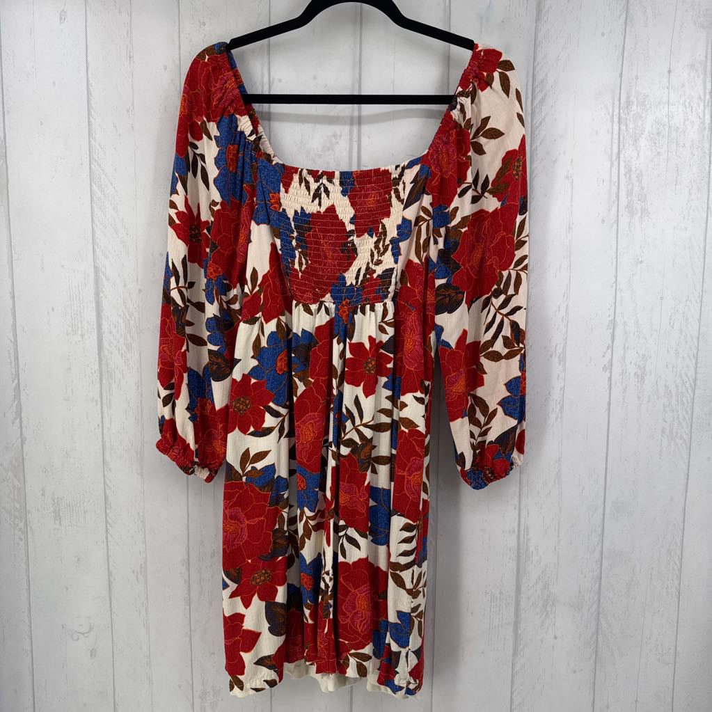 OX flo print l/s dress