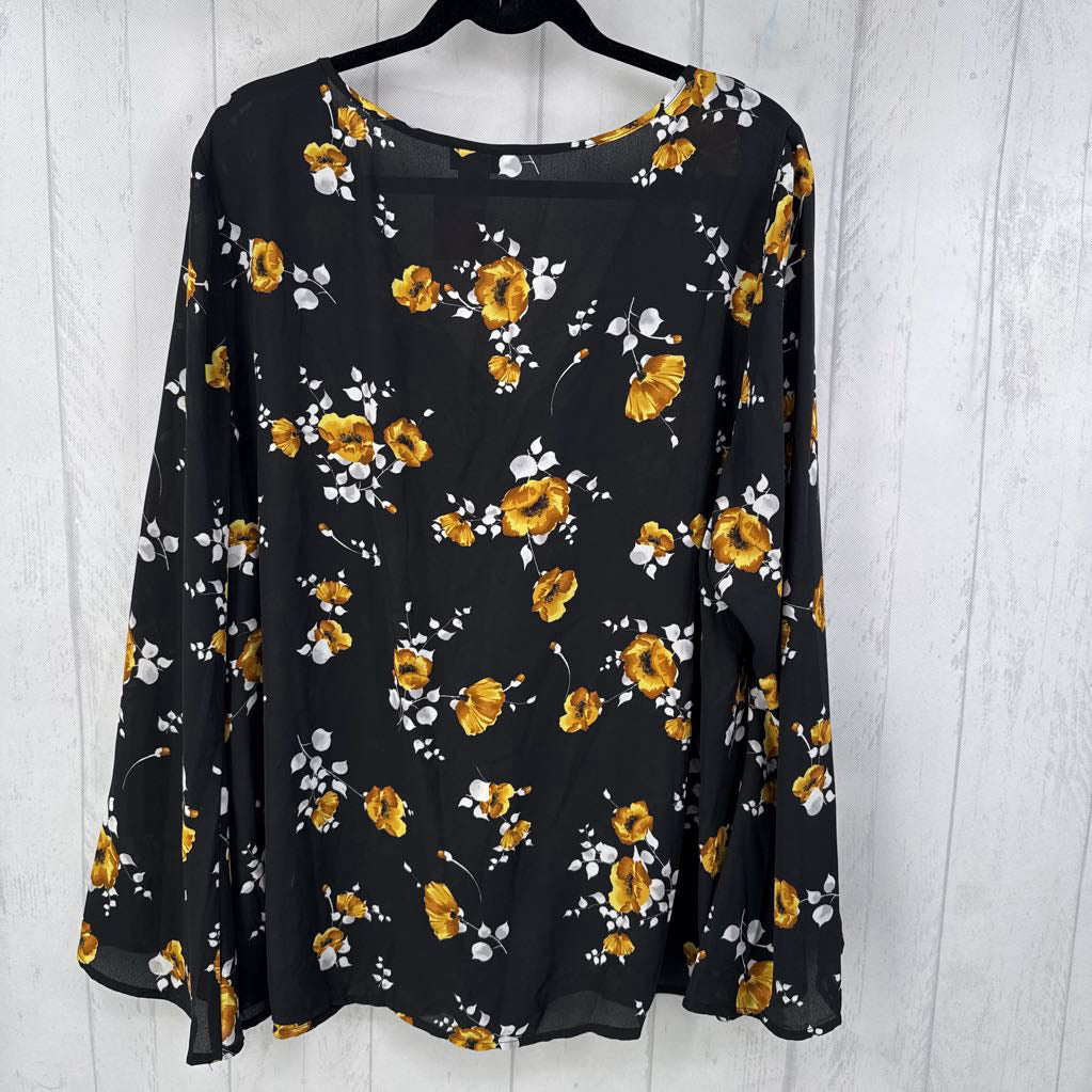 2 3/4 slv flower print v-neck top