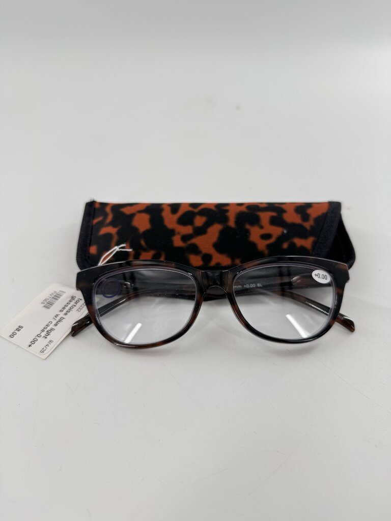 tortoise blue light glasses w/ case-0.00+