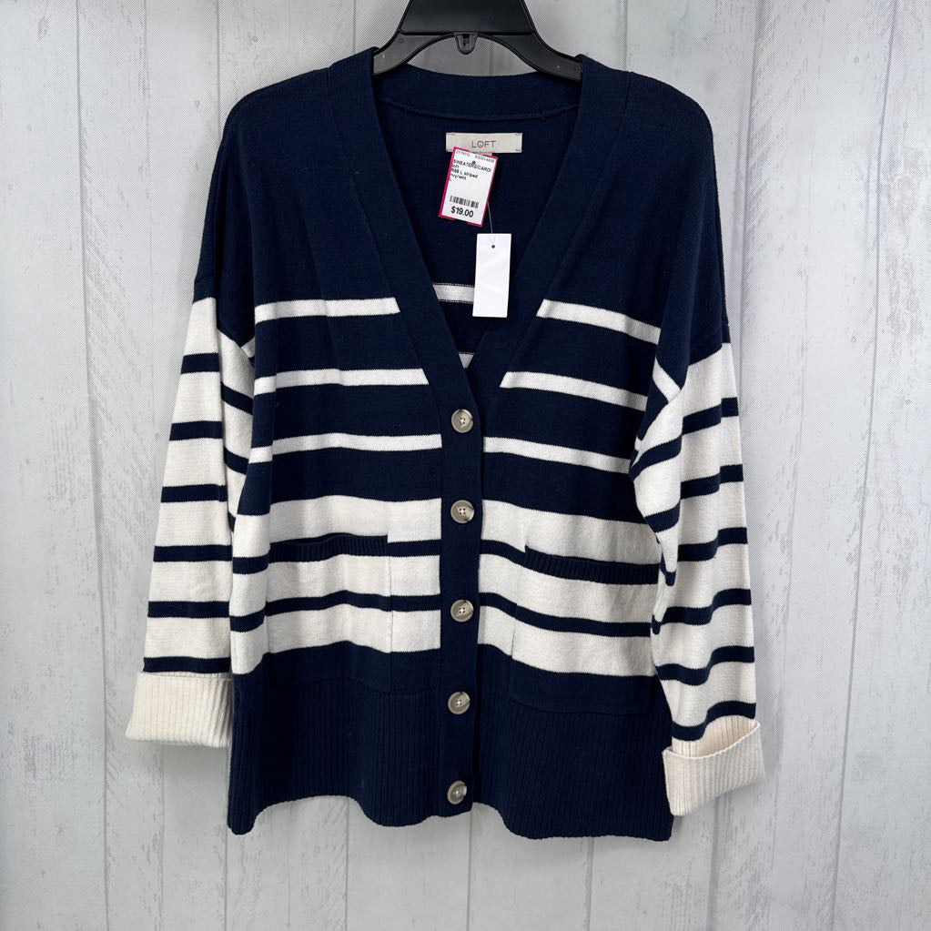 R65 L striped button down cardi