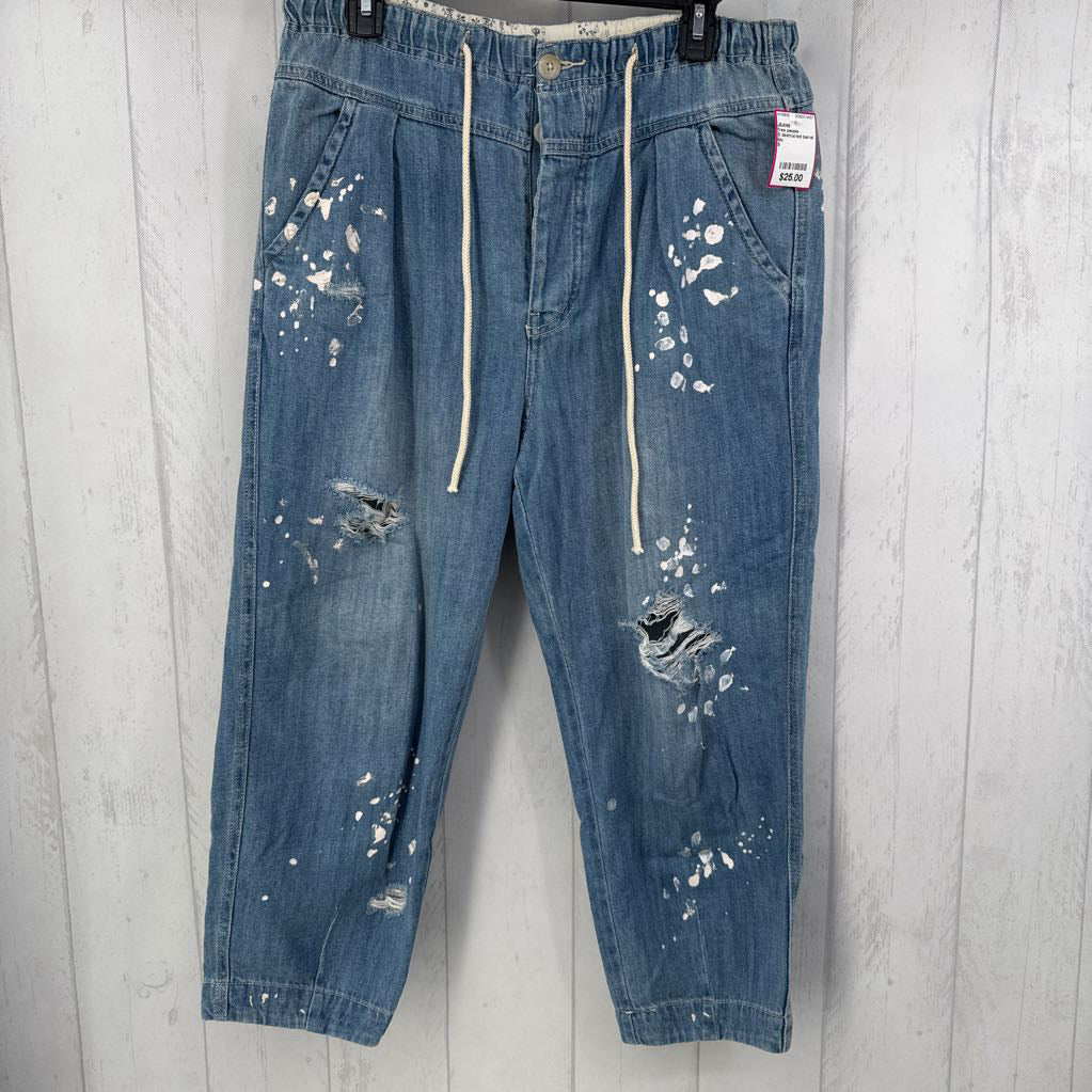 S destructed barrel jean