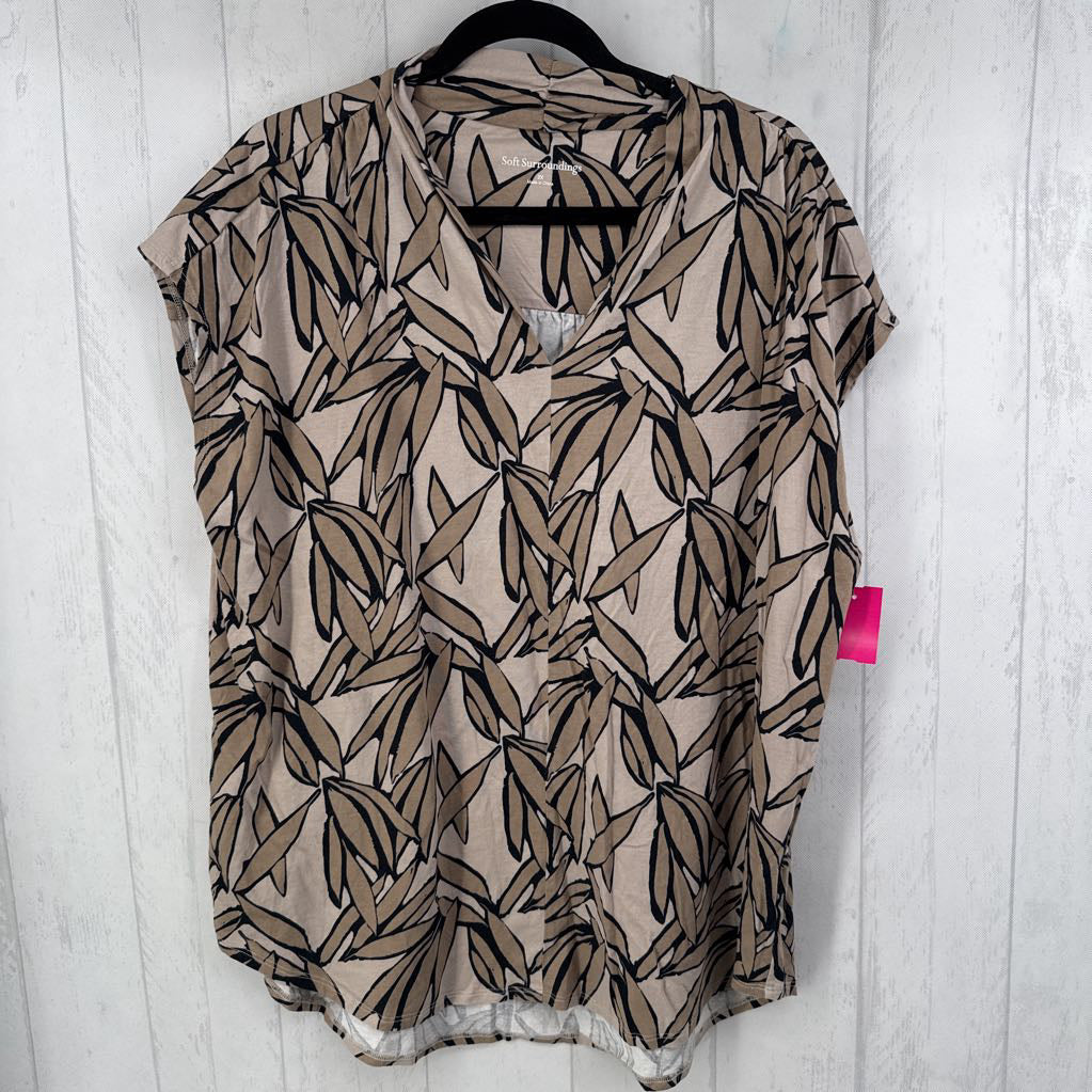 2x s/s leaf print top