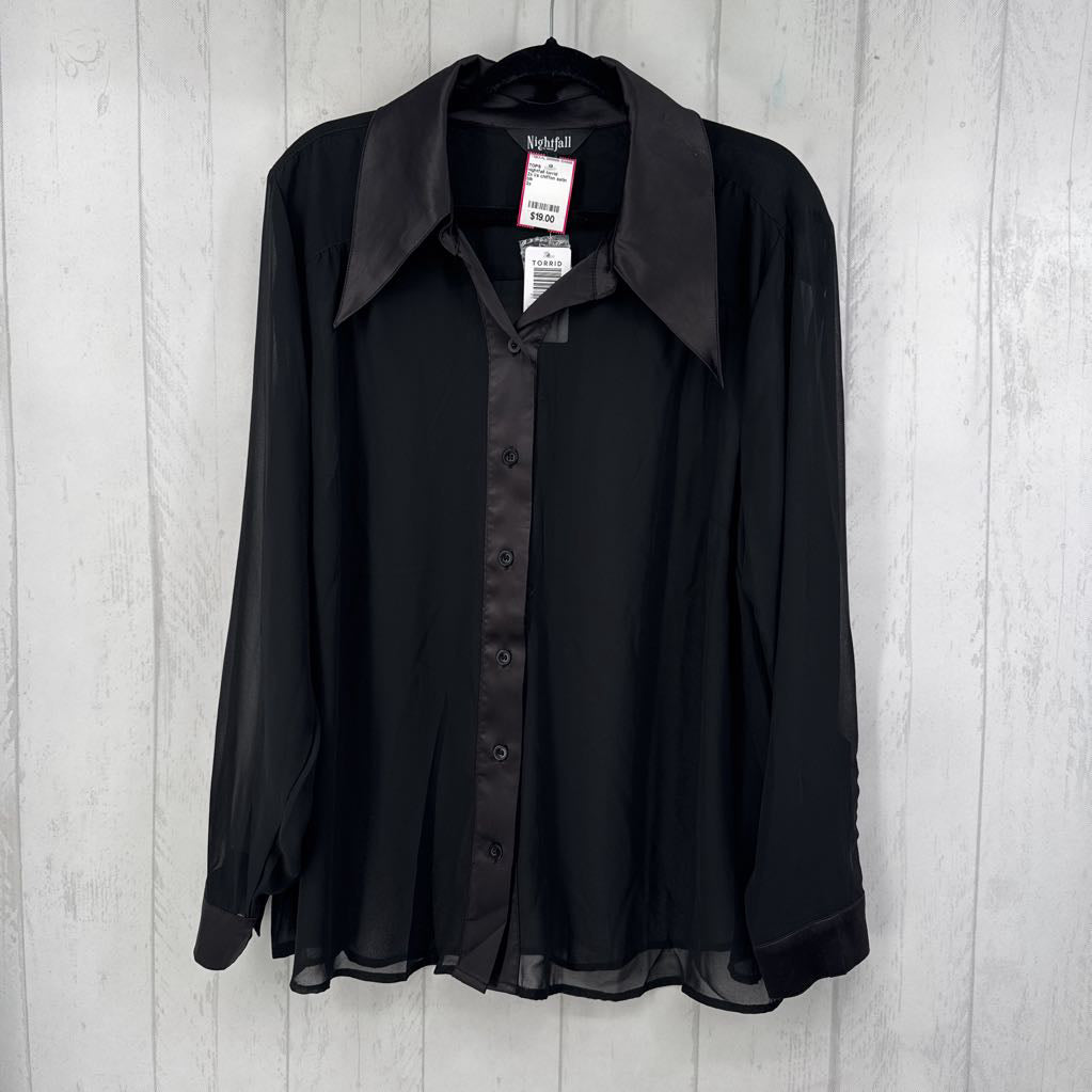 2x l/s chiffon satin button blouse