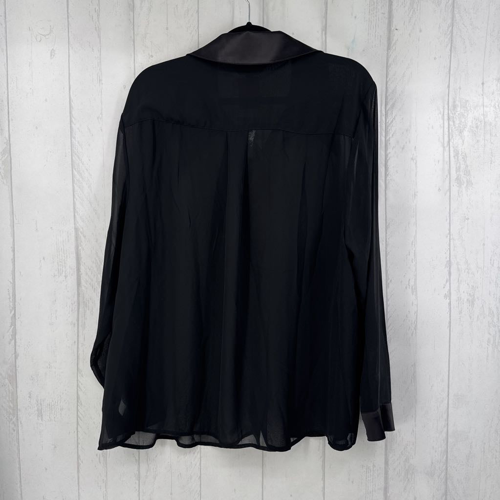 2x l/s chiffon satin button blouse