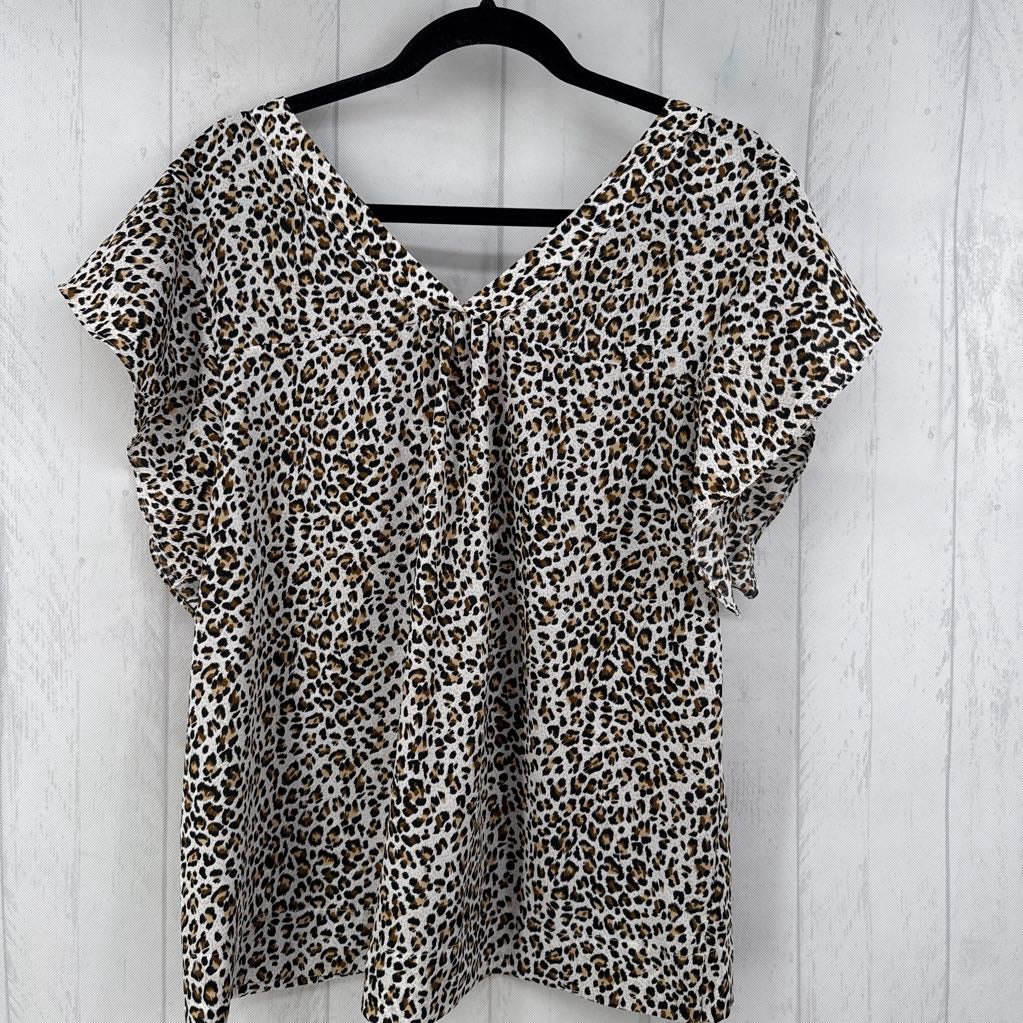M animal print flutter slv top