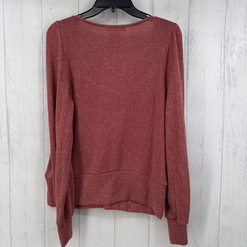 L shimmery ruched l/s top