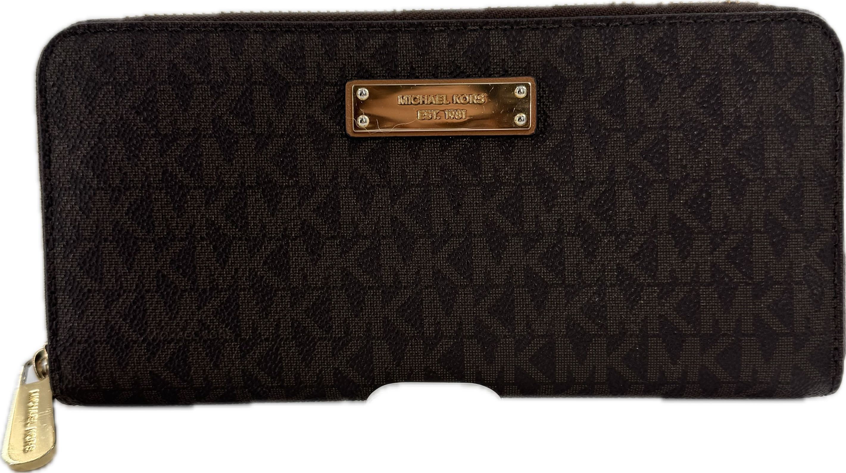 monogram zip around wallet