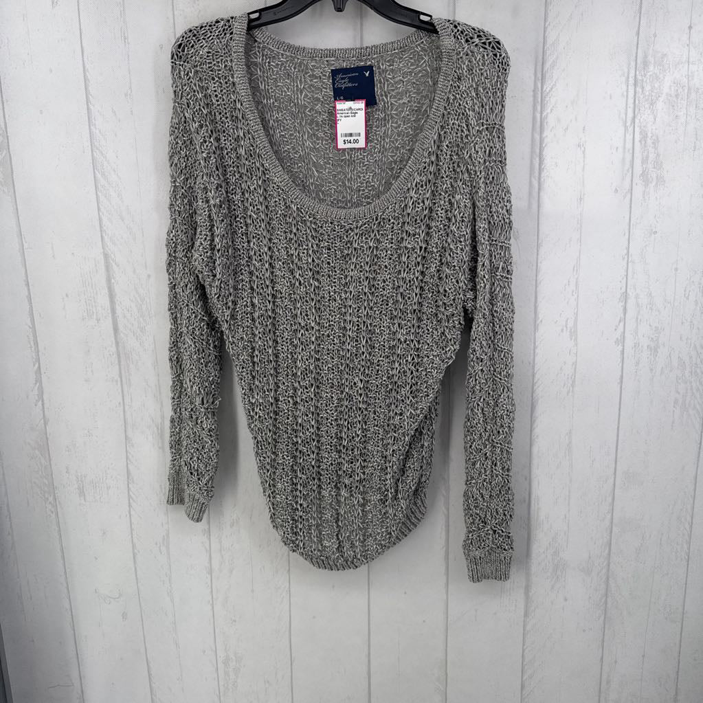 L l/s open knit scoop neck sweater