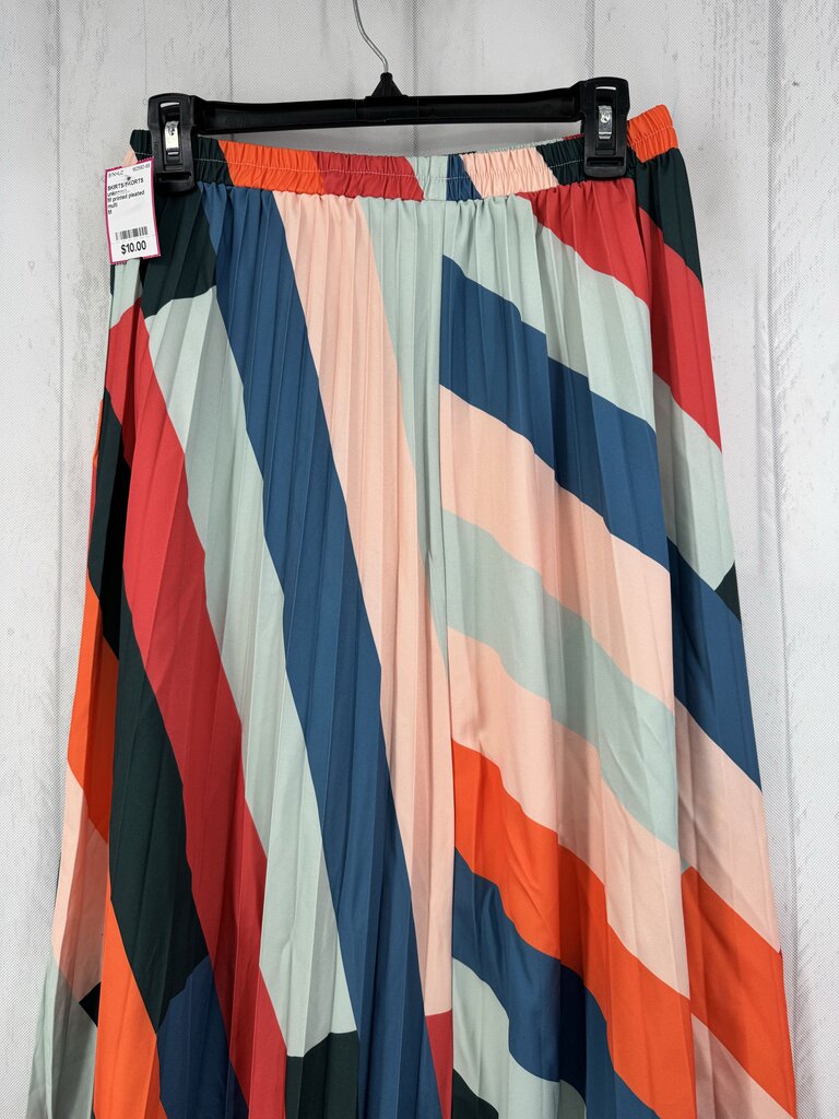 M printed pleated long skirt