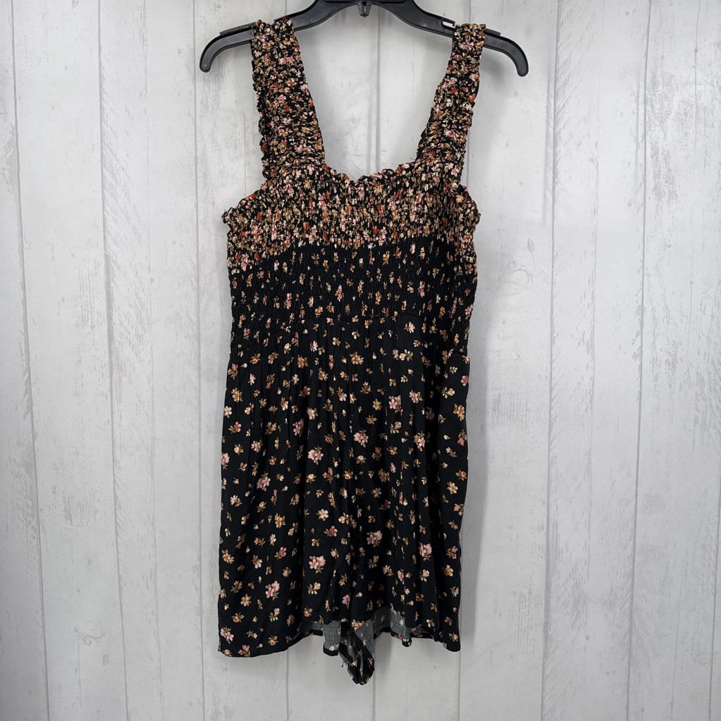 L smocked flo print slvls romper