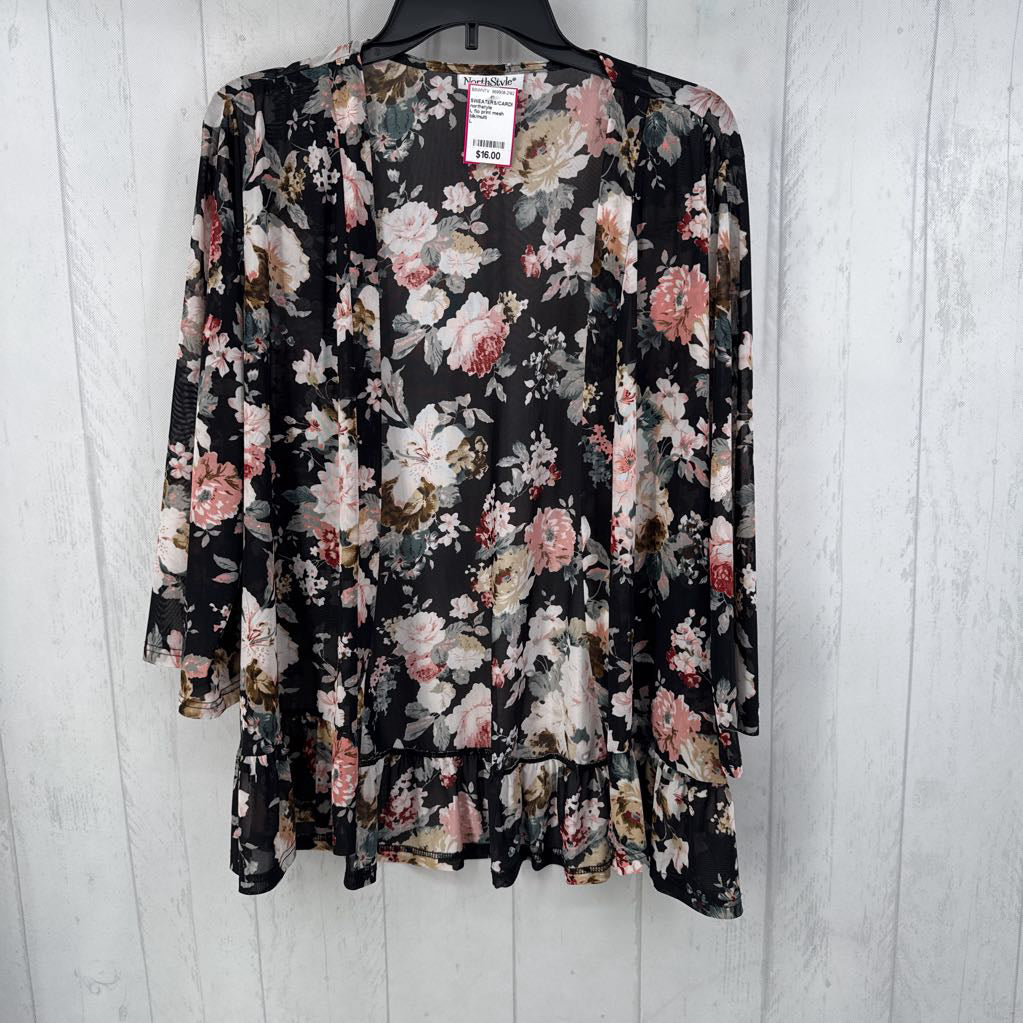 L flo print mesh cardi