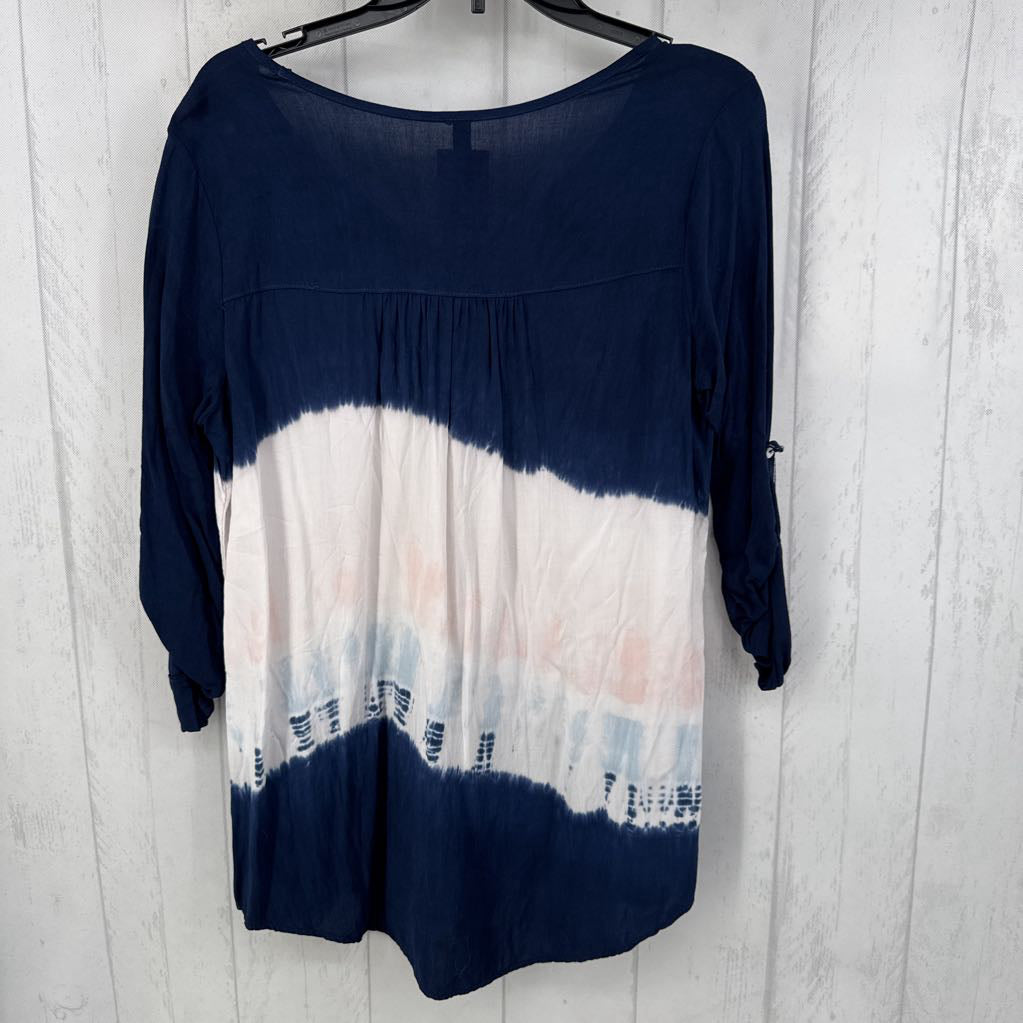 M tie-dye v-neck 3/4 slv top