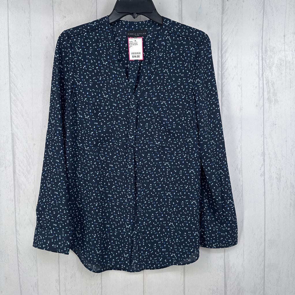 M l/s dot print button shirt