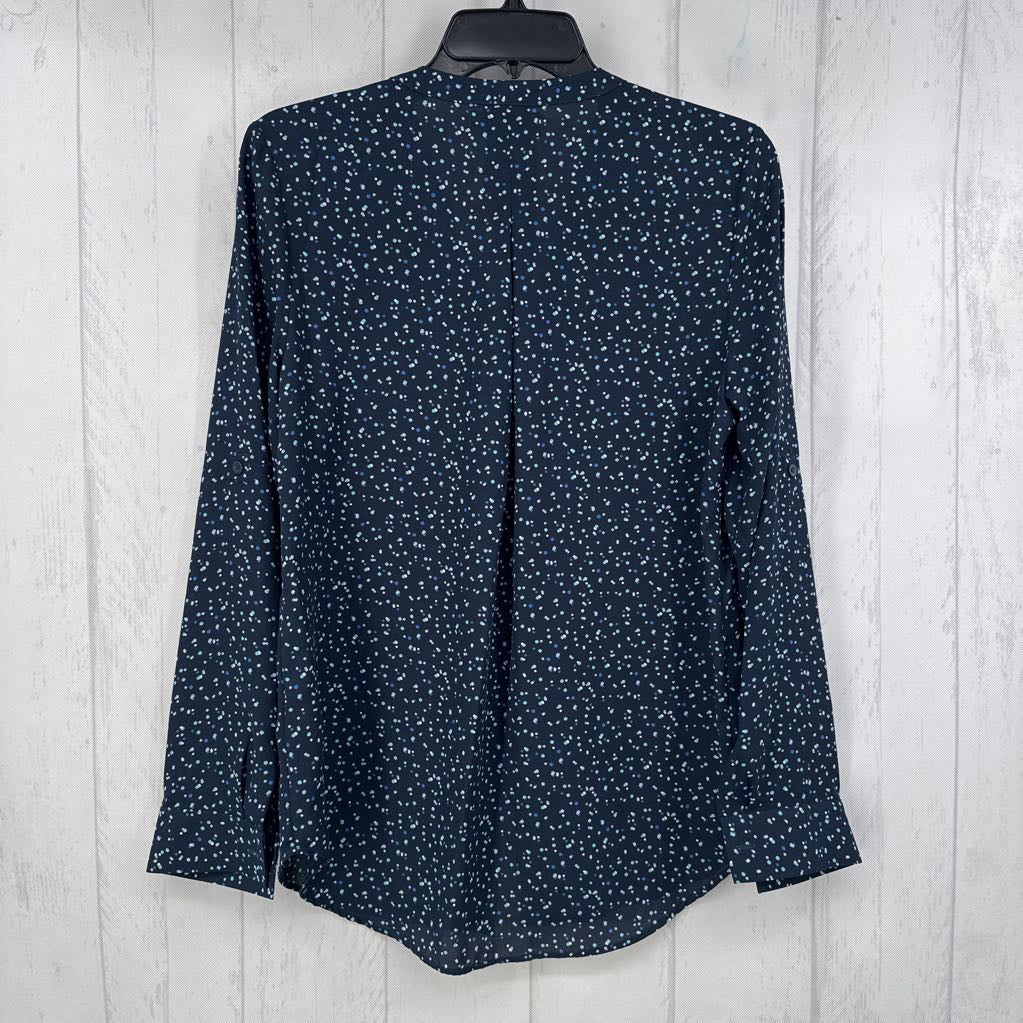 M l/s dot print button shirt