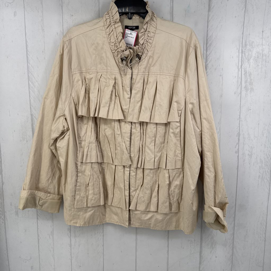 3X pleated zip up jacket