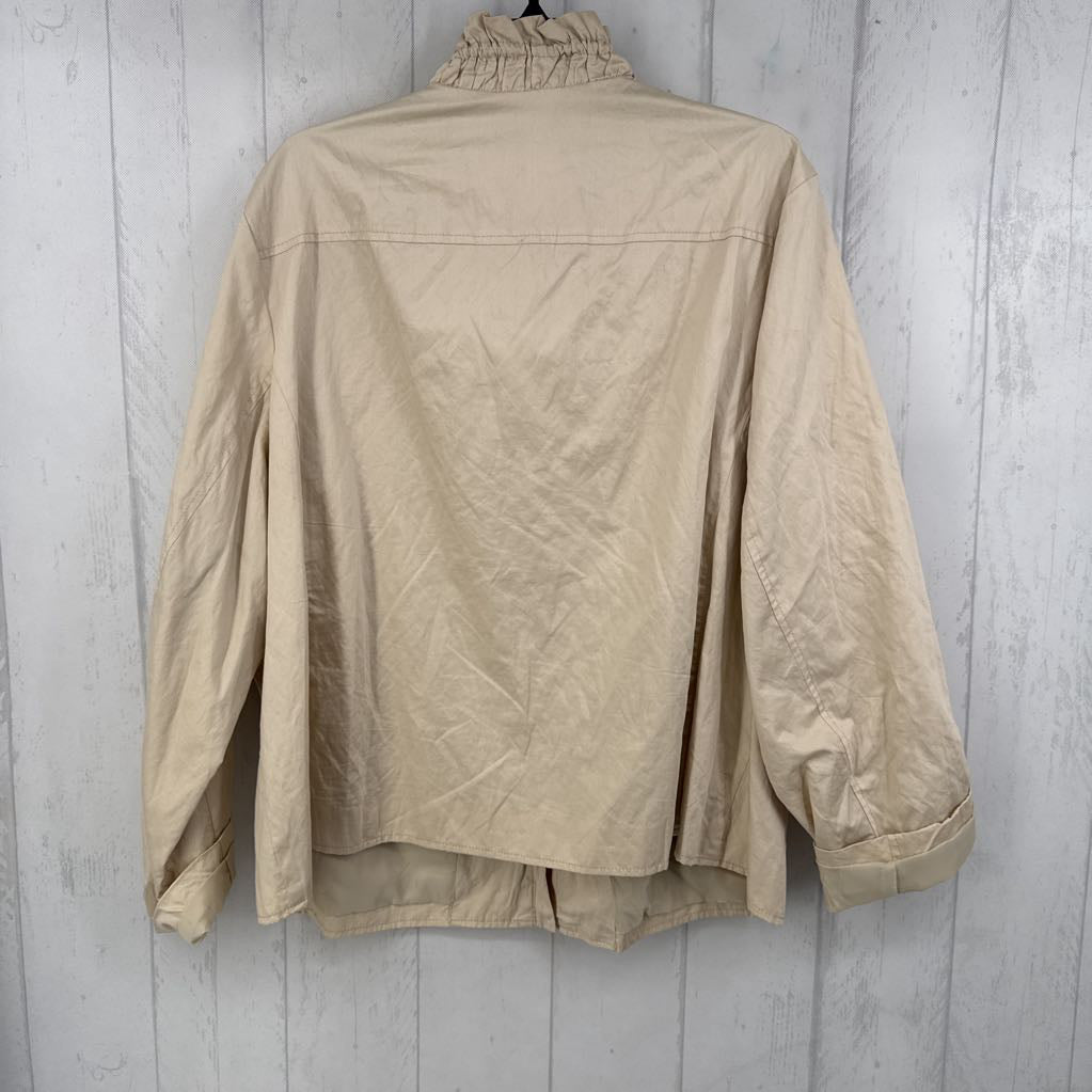 3X pleated zip up jacket